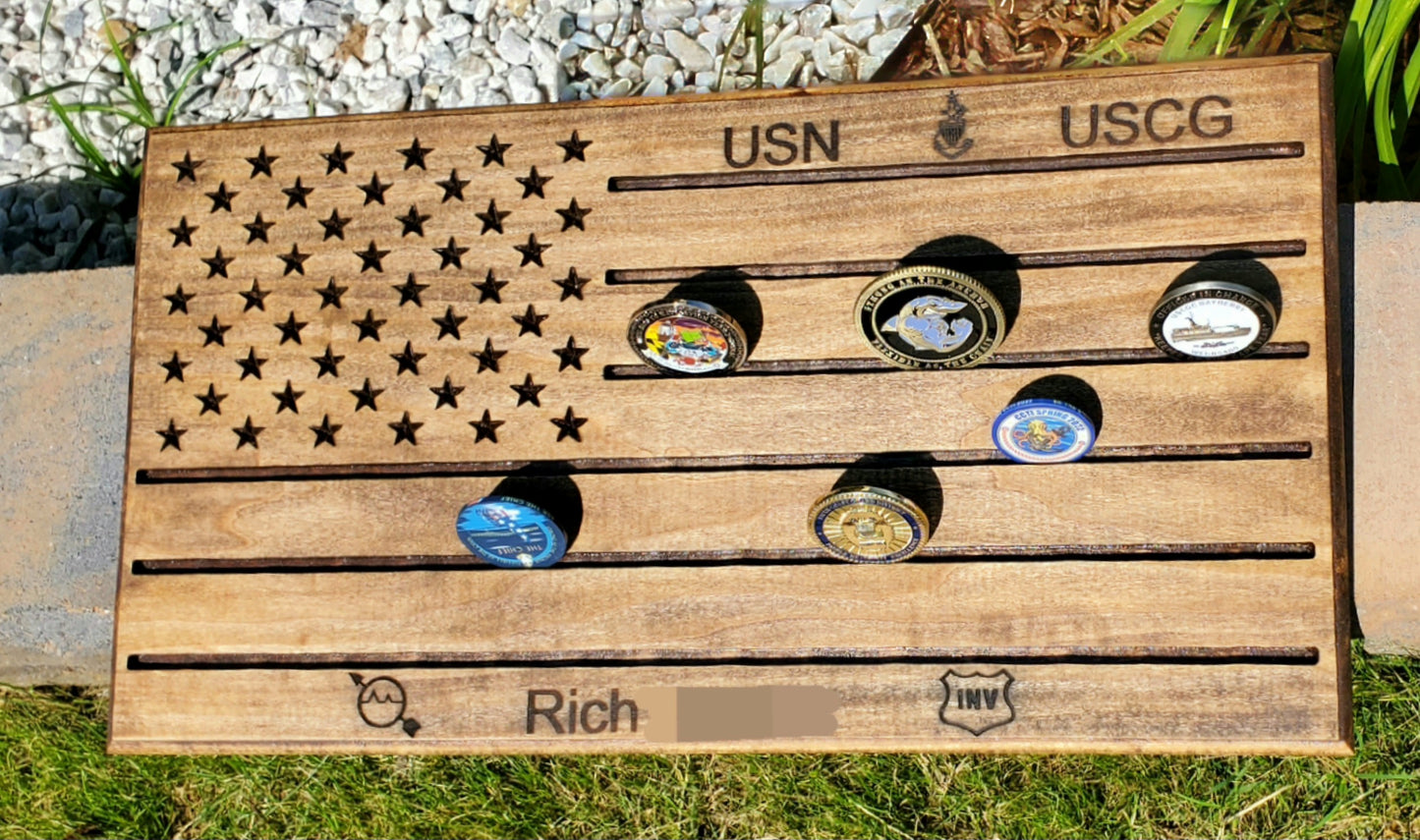 Desktop American Flag Challenge Coin Holder